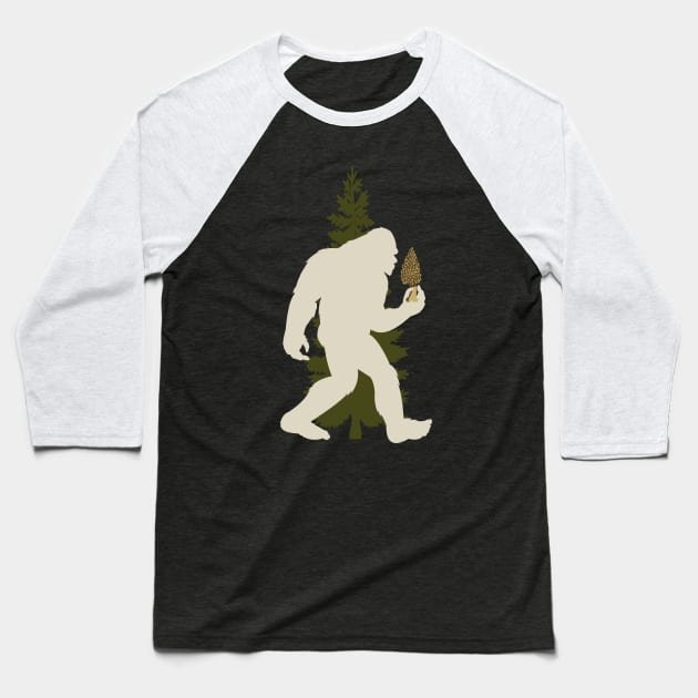 mushroom hunting - bigfoot Mushroom Baseball T-Shirt by Tesszero